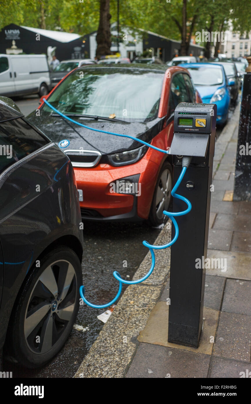 Electric Car charging points in central London, England UK. Sept 2015. Stock Photo