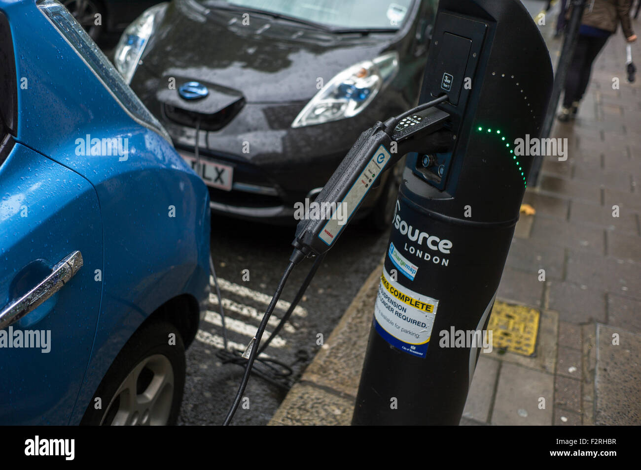 Electric Car charging points in central London, England UK. Sept 2015. Stock Photo