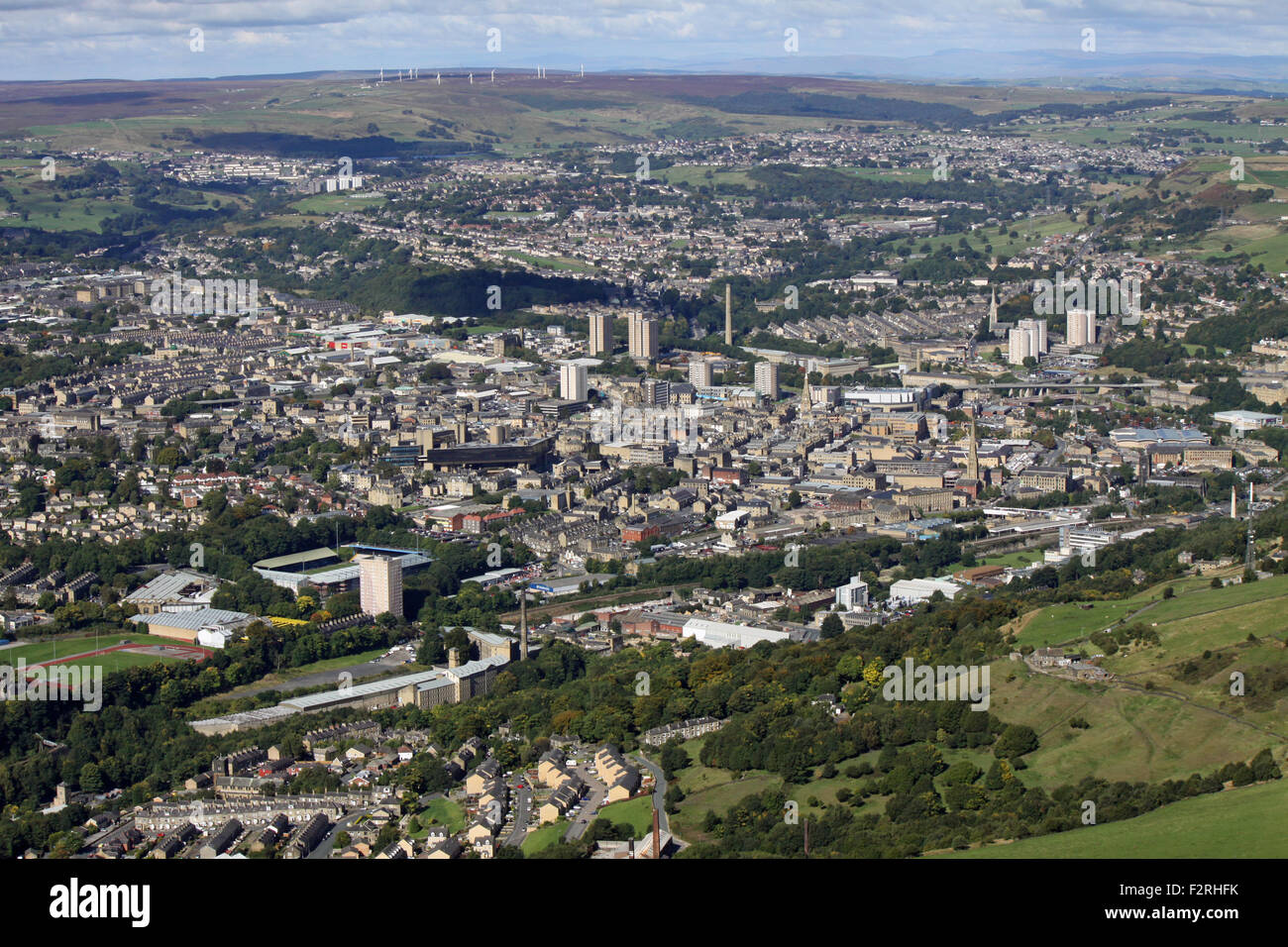 aerial view of Halifax, West Yorkshire, UK Stock Photo