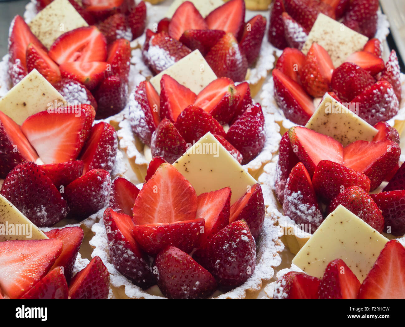 Strawberry flans Stock Photo