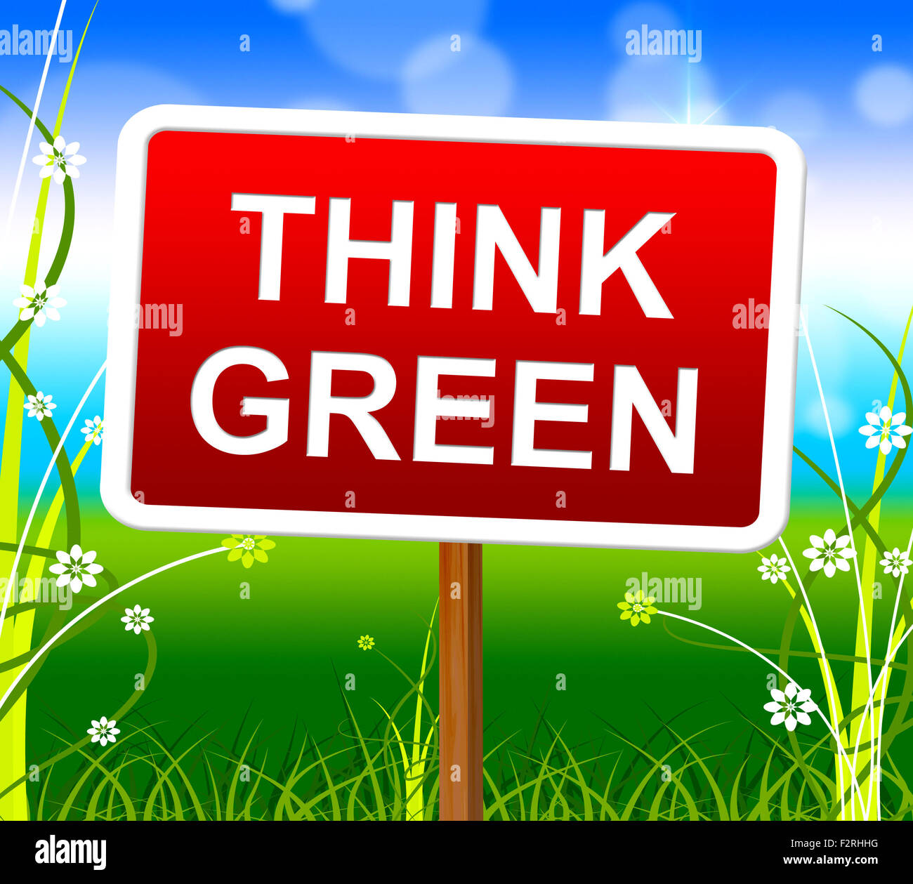 Think Green Meaning Eco Friendly And Ecology Stock Photo Alamy