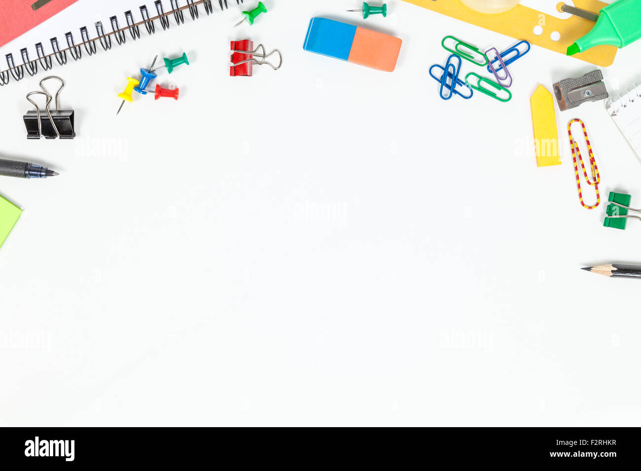 Office supplies border design Stock Photo Alamy