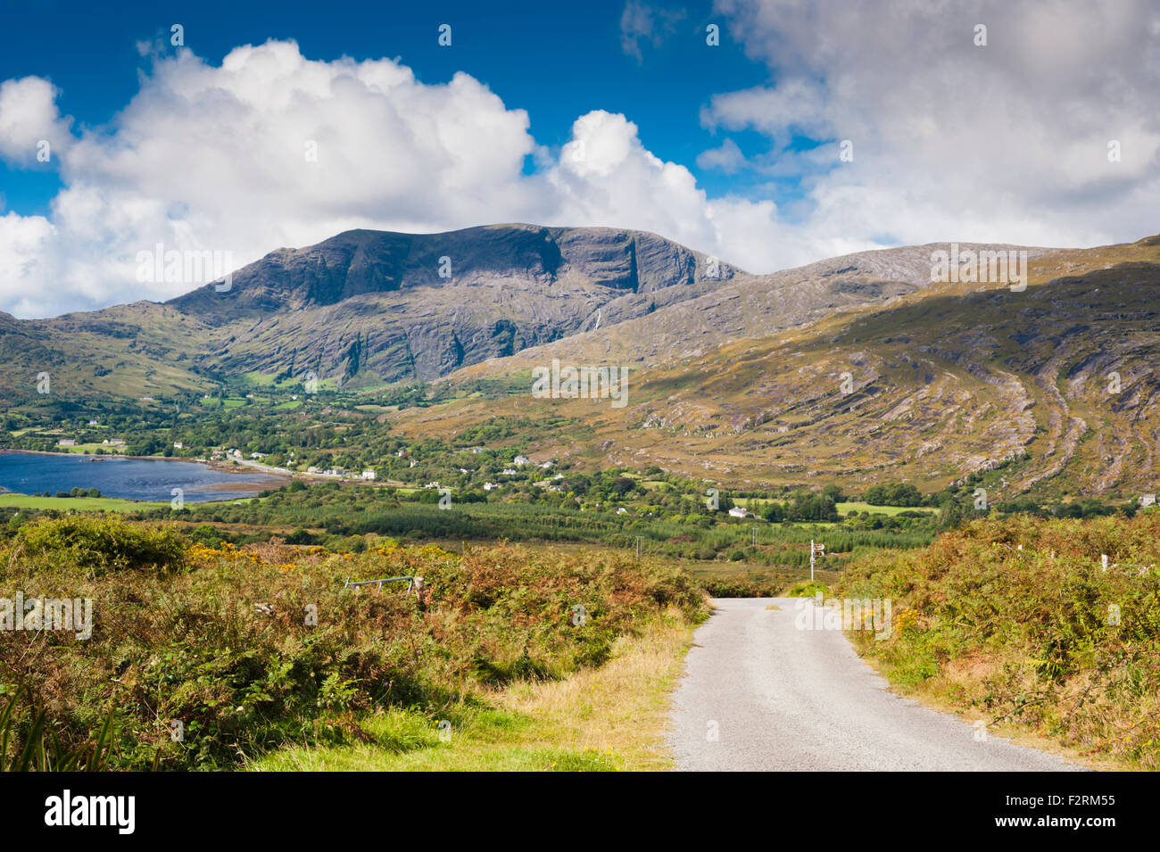 View westwards towards Hungry Hill, near Adrigole, Beara, County Cork, Ireland Stock Photo