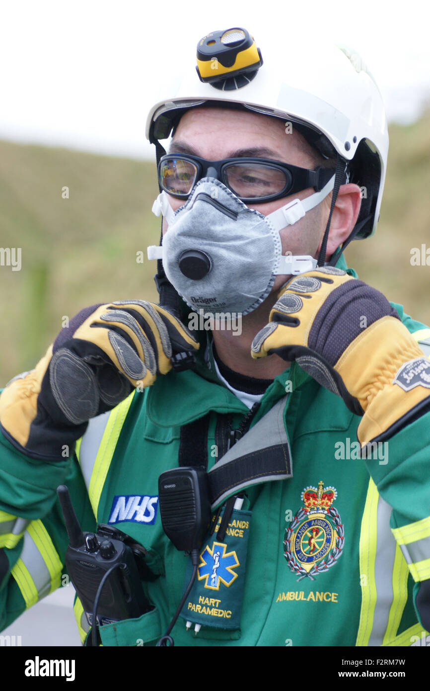 Hazardous Area Response Team at disaster zone, HART Team Stock Photo