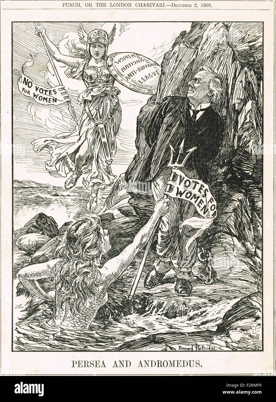 Votes for Women Bernard Partridge Punch cartoon 1908 Stock Photo