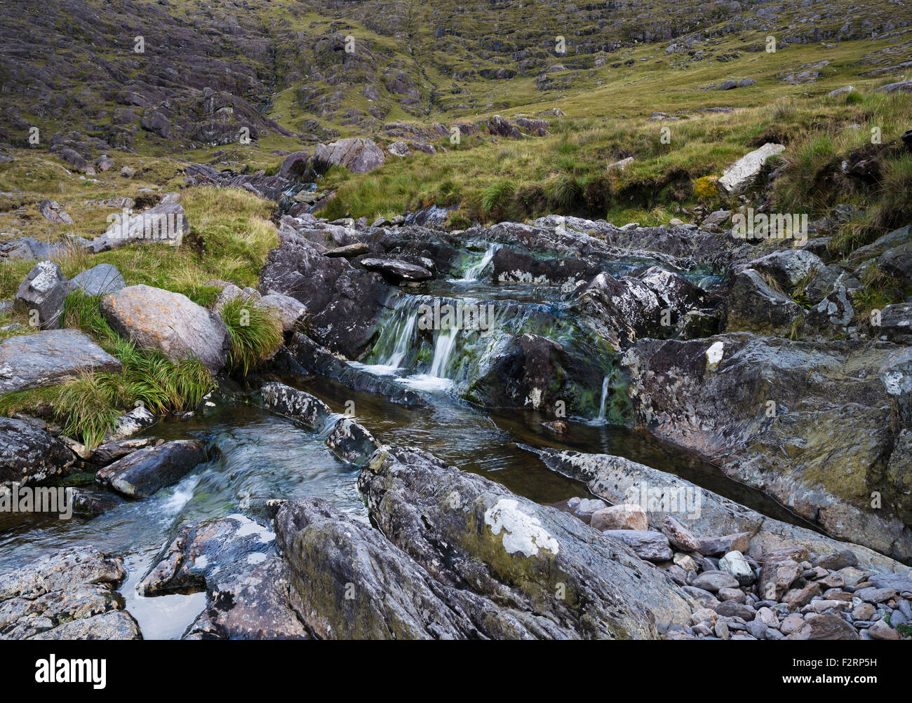 Mountain stream on Hungry HIll in the Caha Mountains of Beara, County Cork Stock Photo