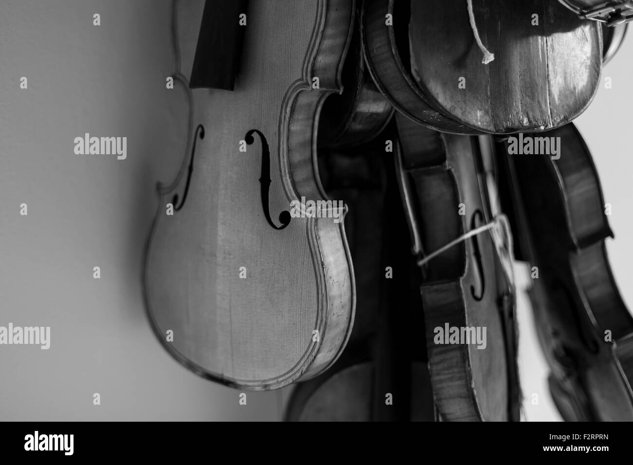 Vintage Black and White Violins Stock Photo