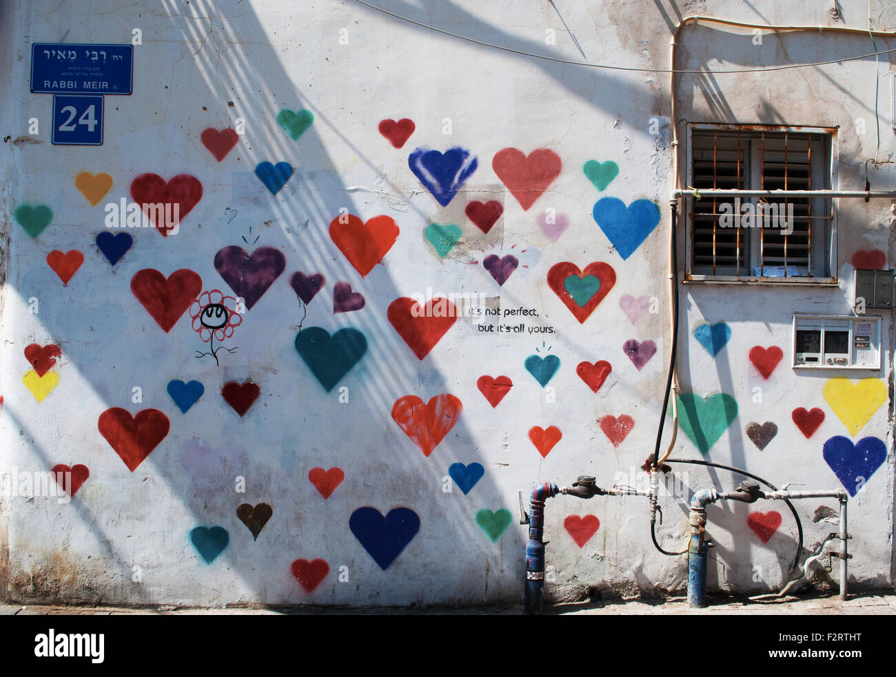 Graffiti, street art in Kerem Hateimanim,  Yemenite Quarter, Tel Aviv, Yafo, Israel Stock Photo