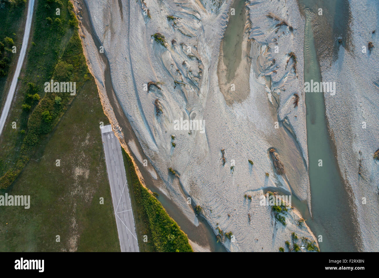 Aerial view of Riverbank Erosion Stock Photo