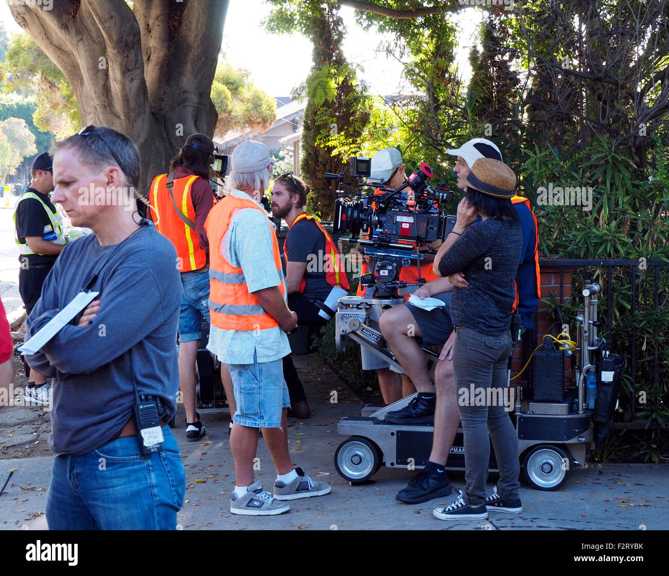Movie Making Crew and Gear on Location Stock Photo