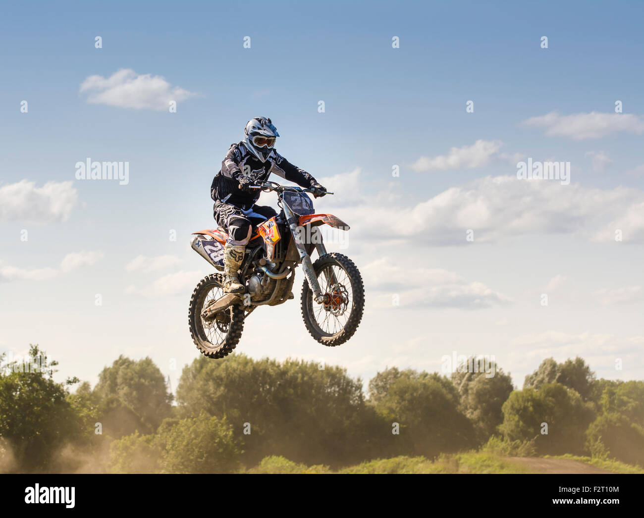 MUNICH, GERMANY - AUGUST 17: Unknown rider participates at the training of the Motorsport Club Freisinger Baer in Munich Stock Photo