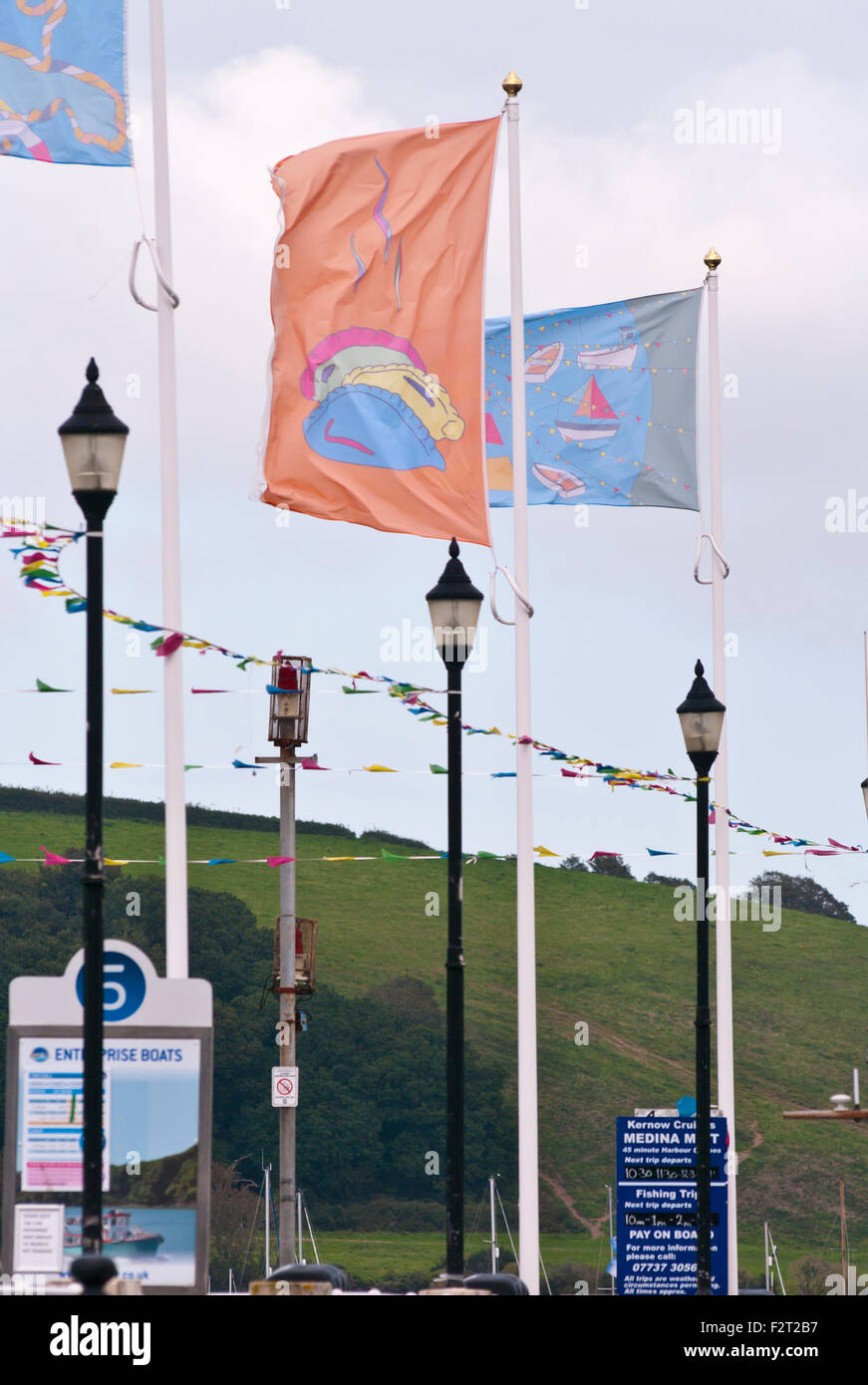 Flags On The Prince Of Wales Pier Falmouth Cornwall England UK Stock Photo