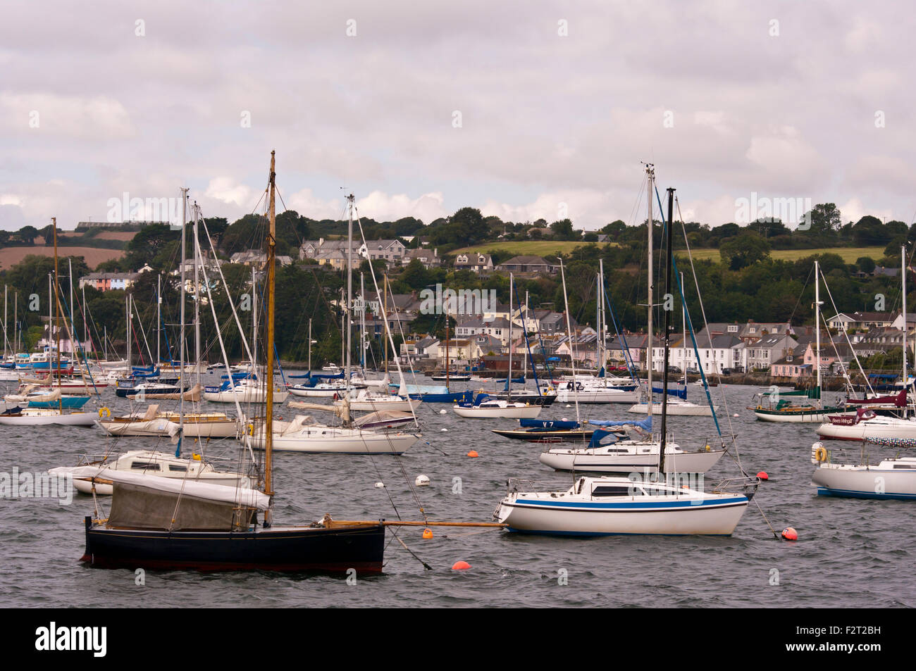 Boats Moored In Falmouth Harbour Cornwall England UK Stock Photo