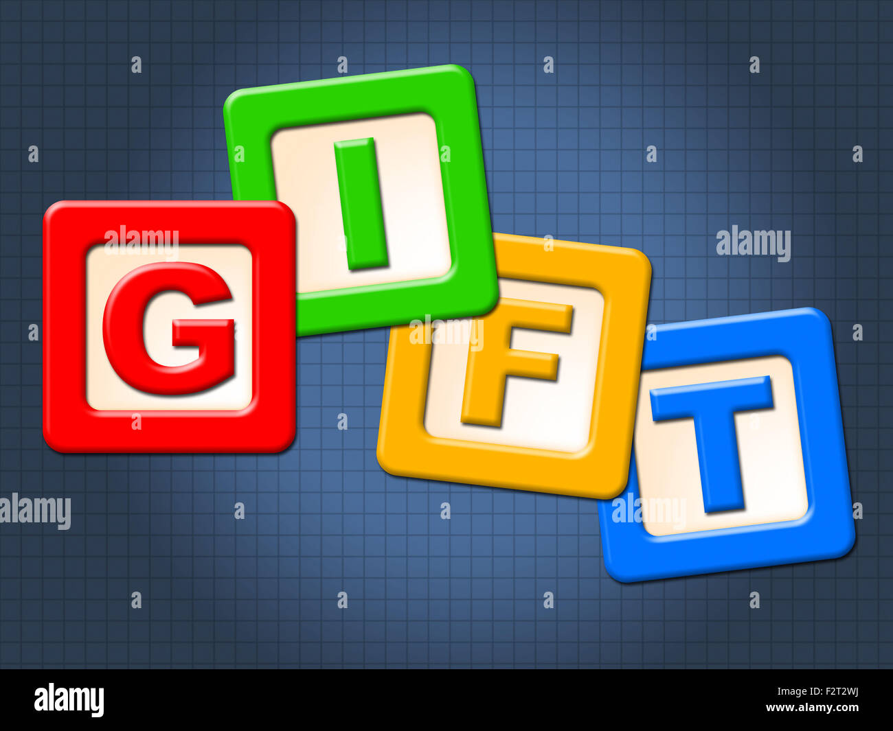 Gift Kids Blocks Representing Toddlers Gift-Box And Youngsters Stock ...