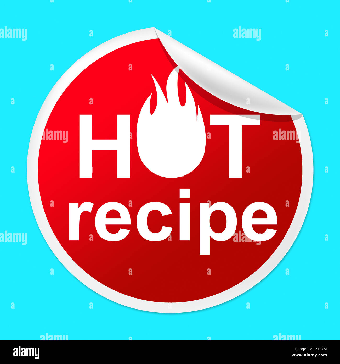 Hot Recipe Sticker Indicating Food Preparation And Meals Stock Photo
