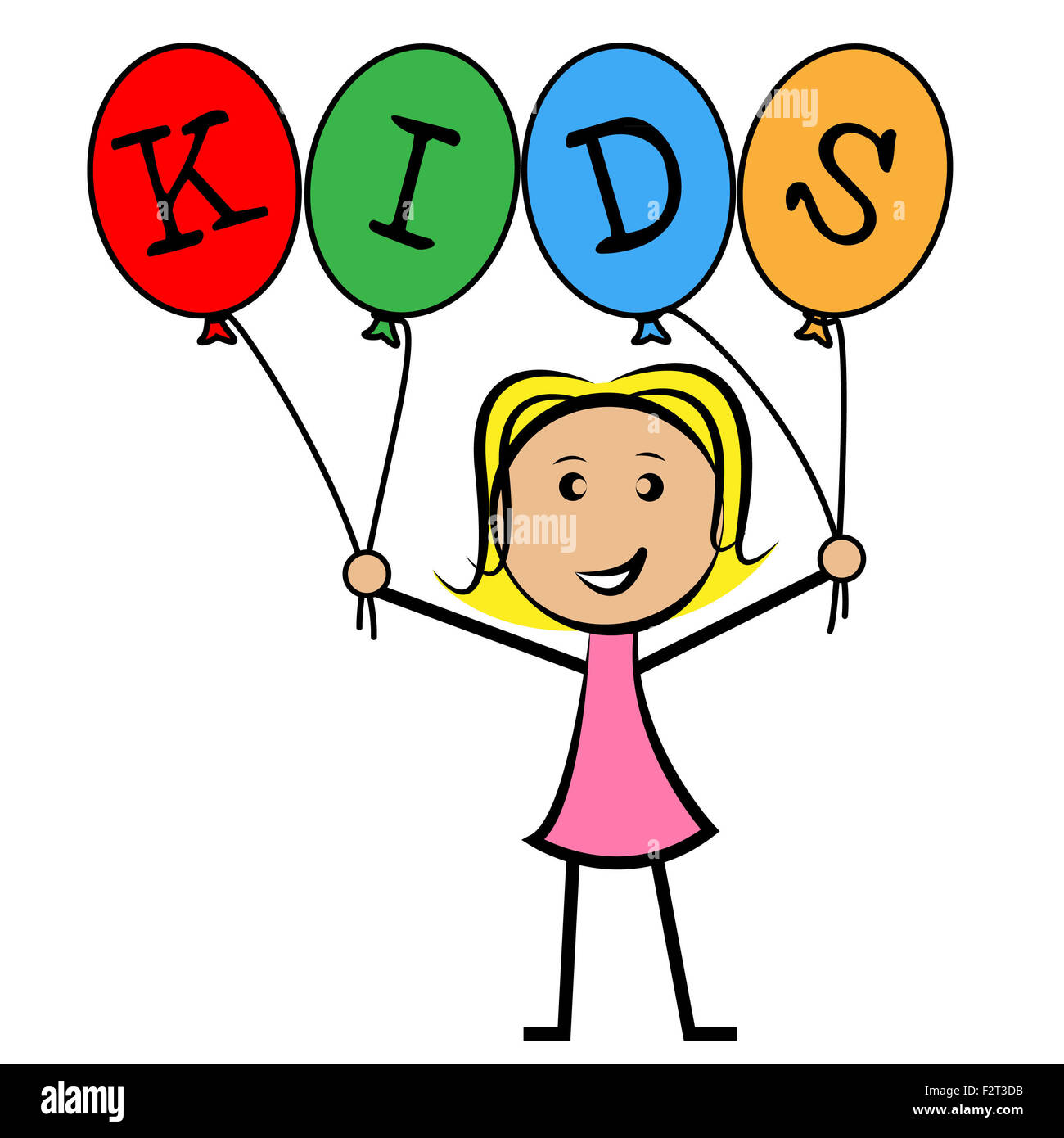 Kids Balloons Indicating Young Woman And Child Stock Photo