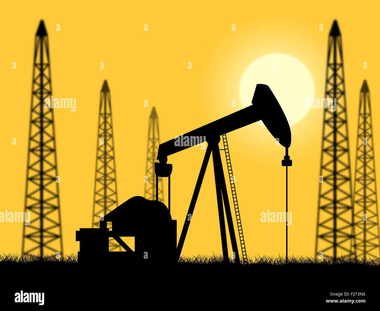 Oil Wells Indicating Power Source And Refinery Stock Photo Alamy