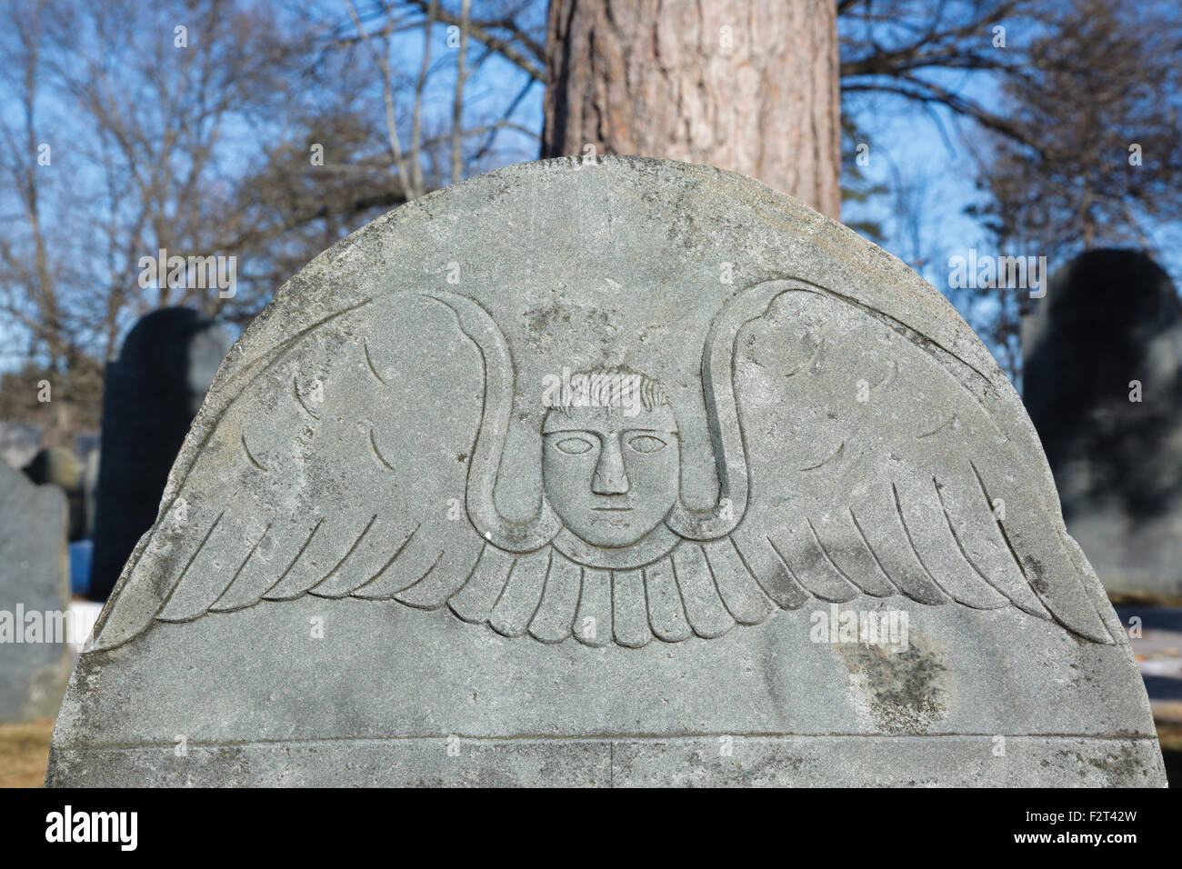 Old headstones at Forest Hill Cemetery in East Derry, New Hampshire USA