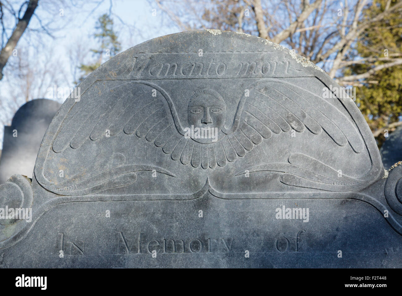 Old headstones at Forest Hill Cemetery in East Derry, New Hampshire USA