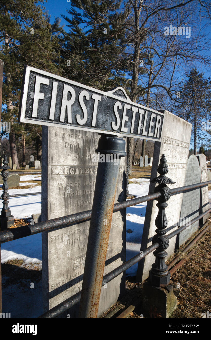 Old headstones at Forest Hill Cemetery in East Derry, New Hampshire USA