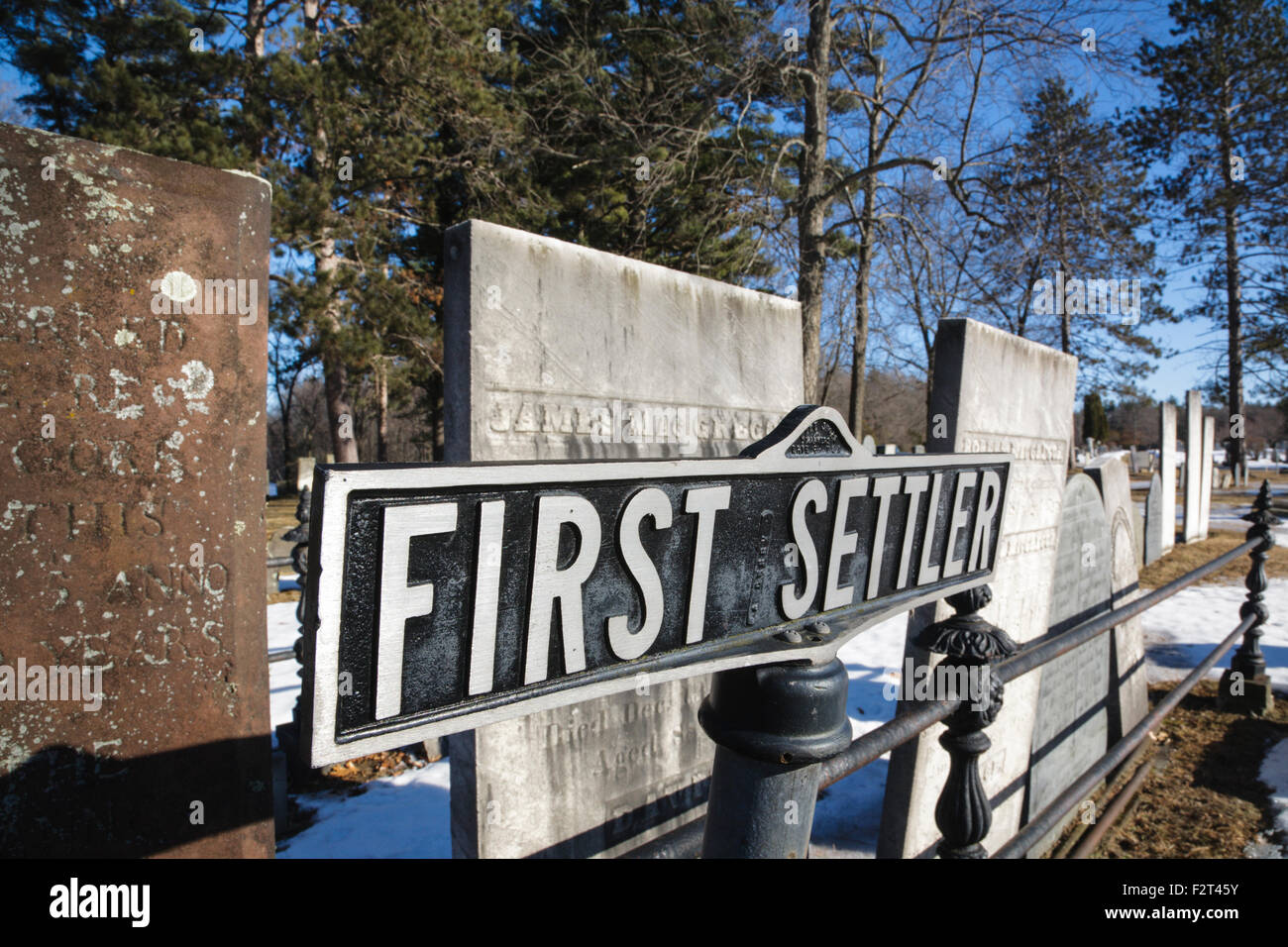 Old headstones at Forest Hill Cemetery in East Derry, New Hampshire USA