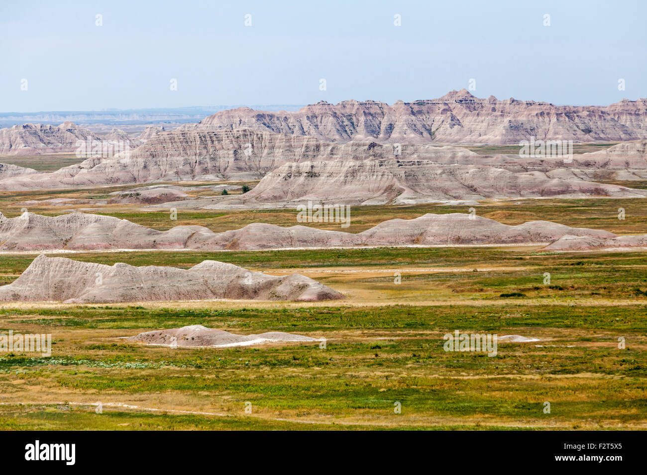 A view of the Badlands National Park, South Dakota. Stock Photo