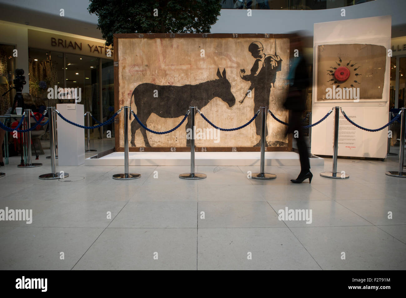 Banksy graffiti on display prior to being auctioned in Los Angeles Stock Photo