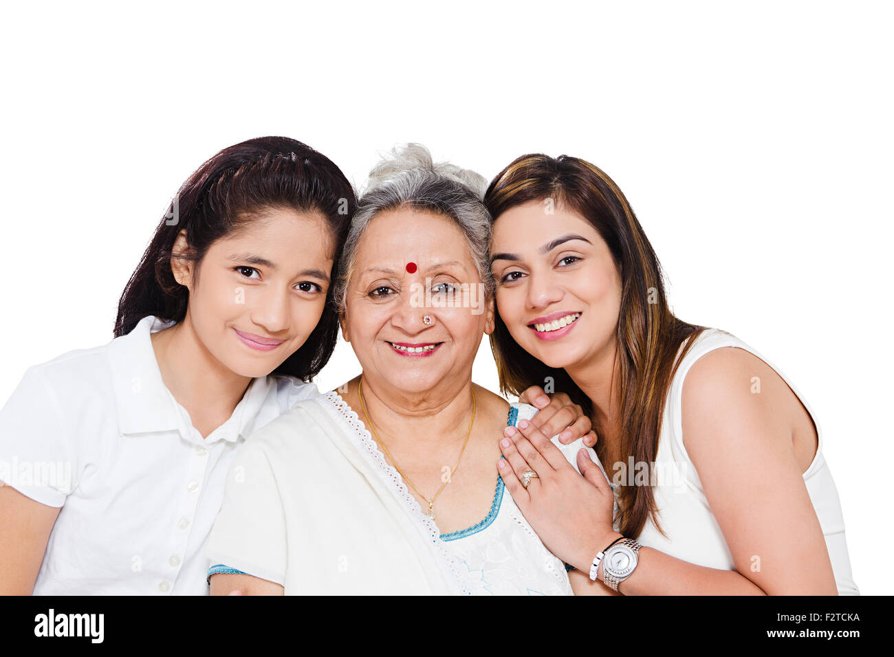 3 indian mother Grandparents and daughter enjoy Stock Photo