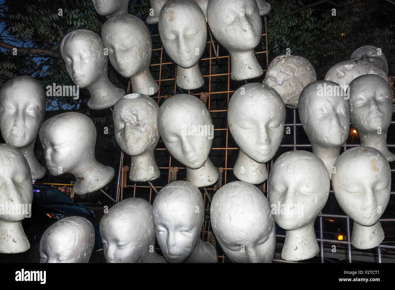 group of styrofoam mannequin heads Stock Photo Alamy