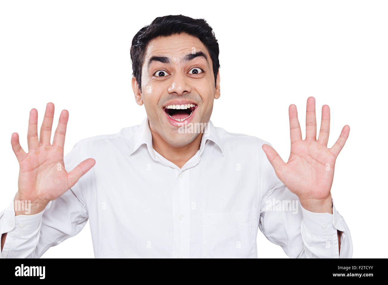 1 indian Adult Man Hand gesturing showing Stock Photo