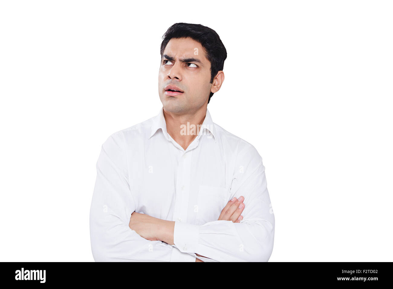 1 indian Adult Man Thinking Stock Photo