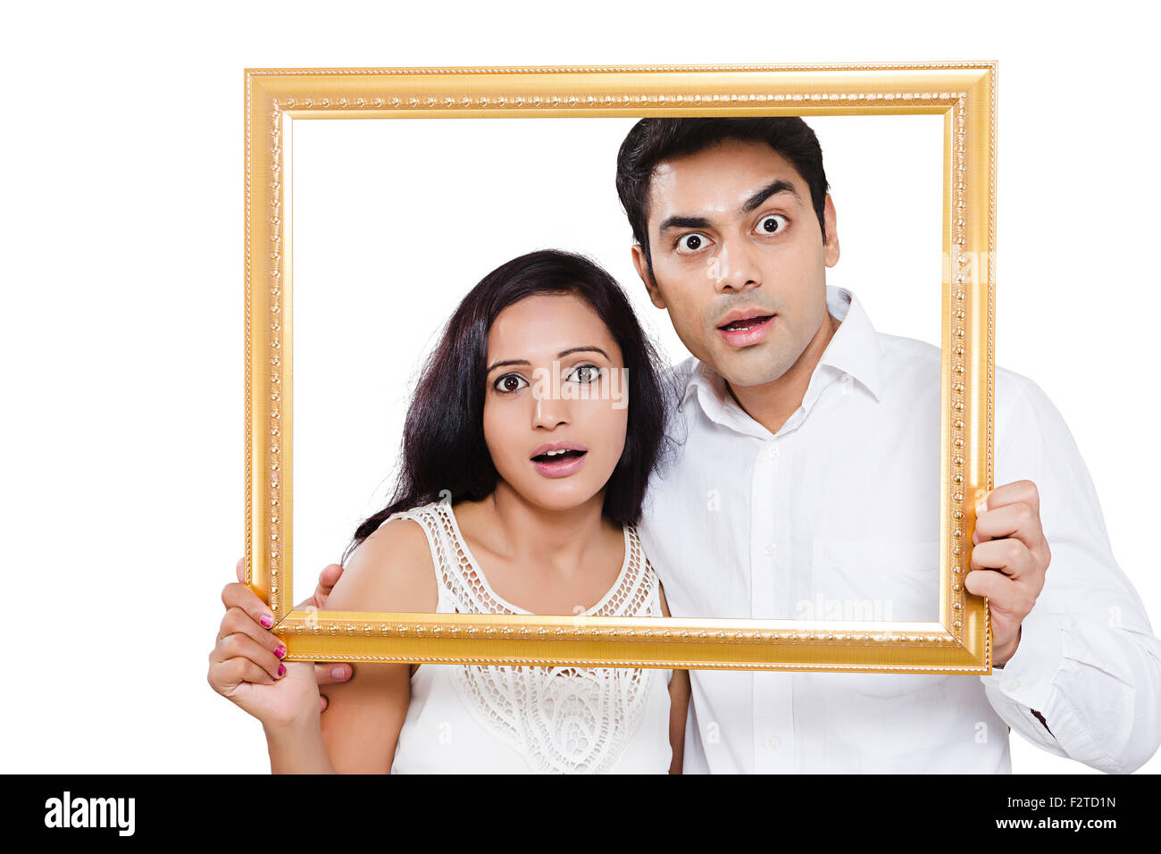 2 indian Married Couple Frame showing Stock Photo