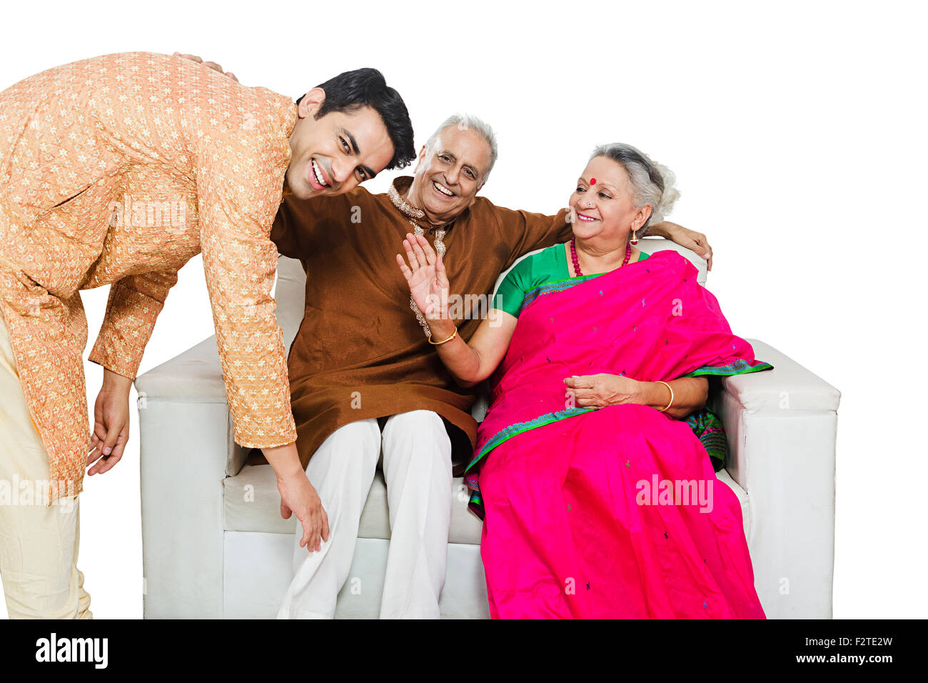 3 indian Parents and son Parenting Stock Photo
