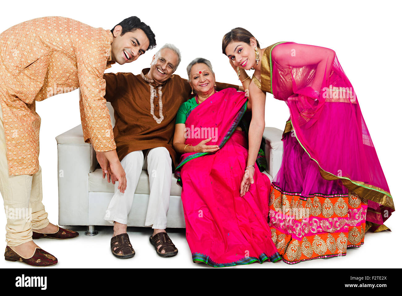 4 indian Parents son and Daughter-In-Law Parenting Stock Photo