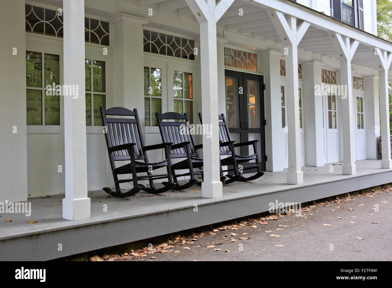Rocking chairs on a porch. Stock Photo