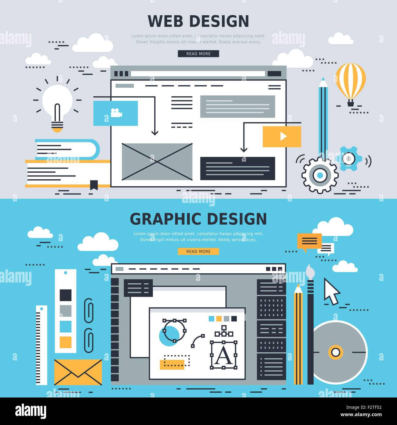 flat design concepts for web design and graphic design Stock Vector ...