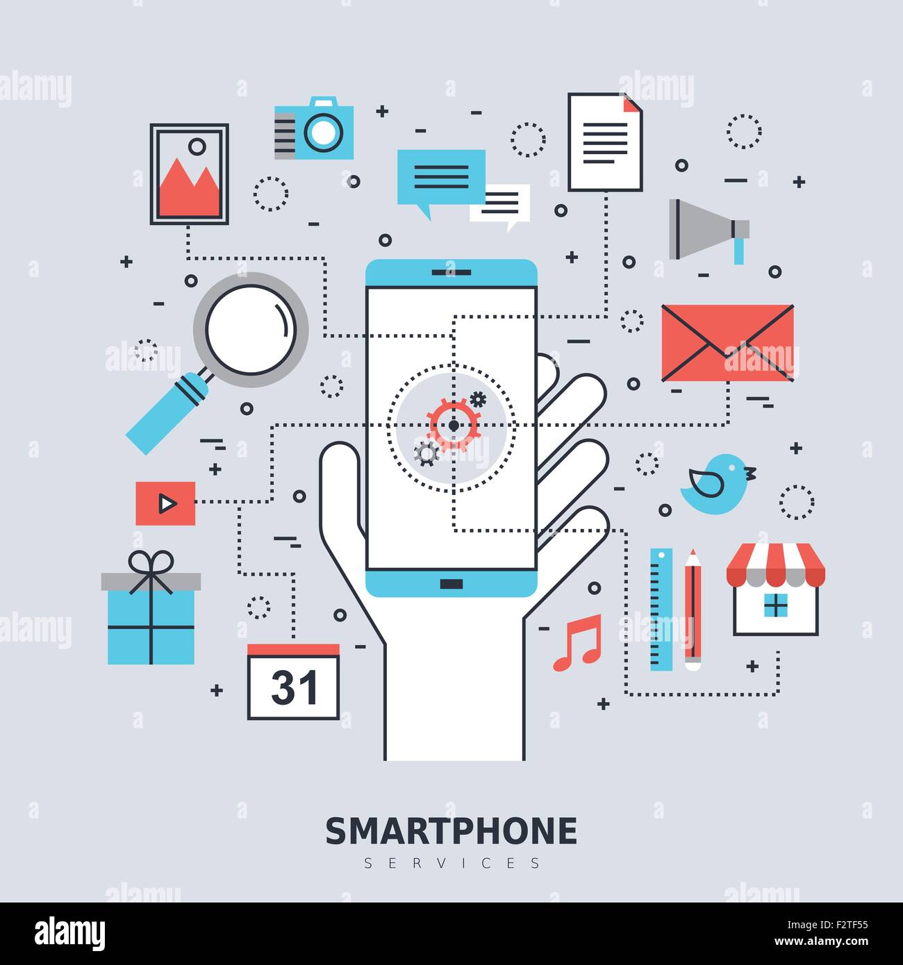 smartphone services concept in flat design style Stock Vector Image ...
