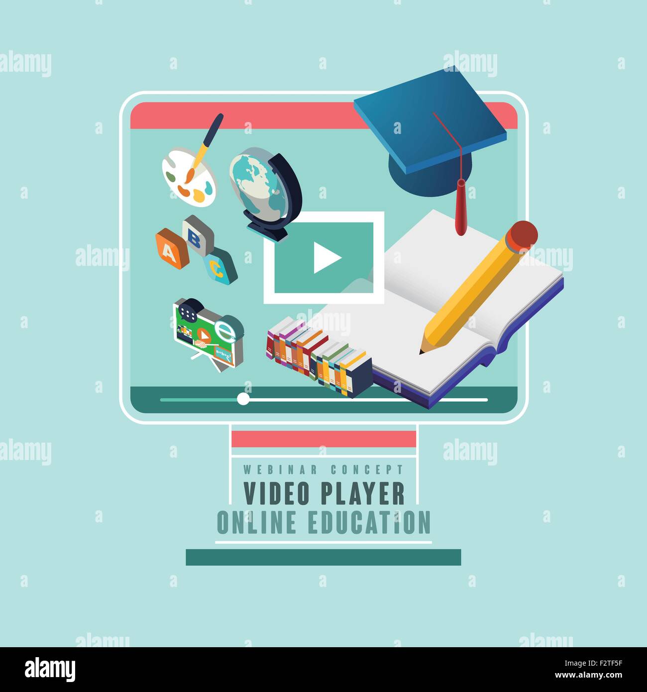 3d isometric flat design of online education Stock Vector Image & Art ...