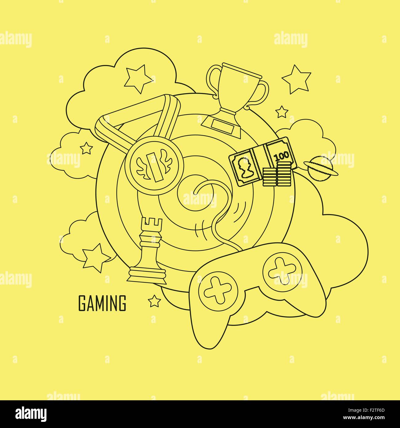 computer games concept in thin line style Stock Vector Image & Art - Alamy