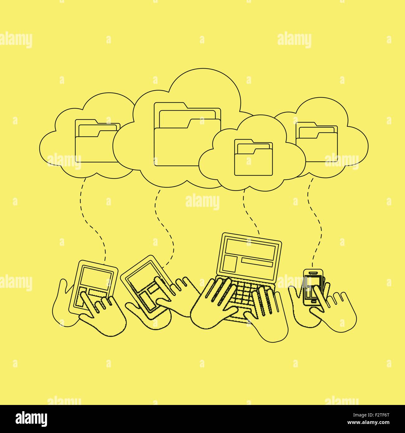 cloud storage concept in thin line style Stock Vector Image & Art - Alamy
