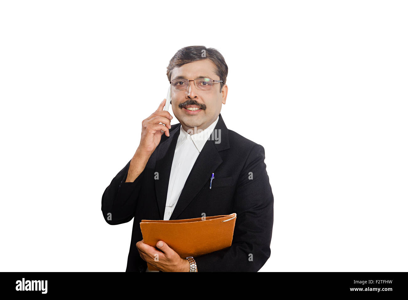 1 indian Adult Man Lawyer Talking Mobile Phone Stock Photo Alamy