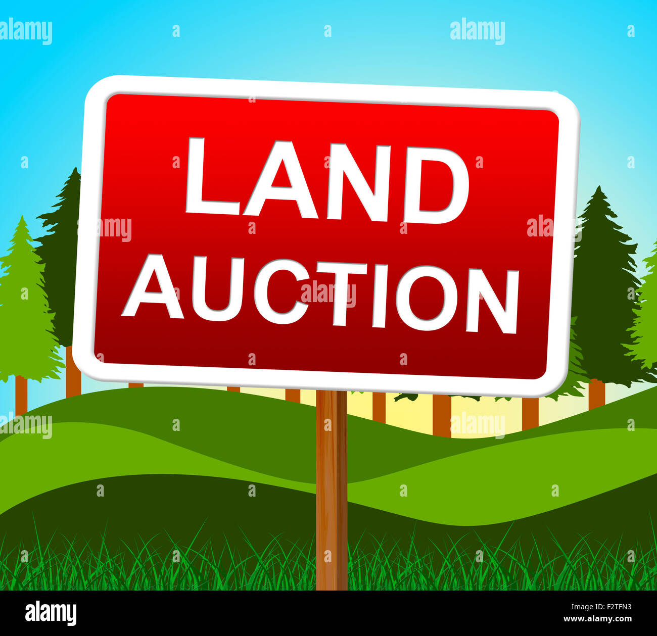 Land Auction Representing Winning Bid And Bids Stock Photo