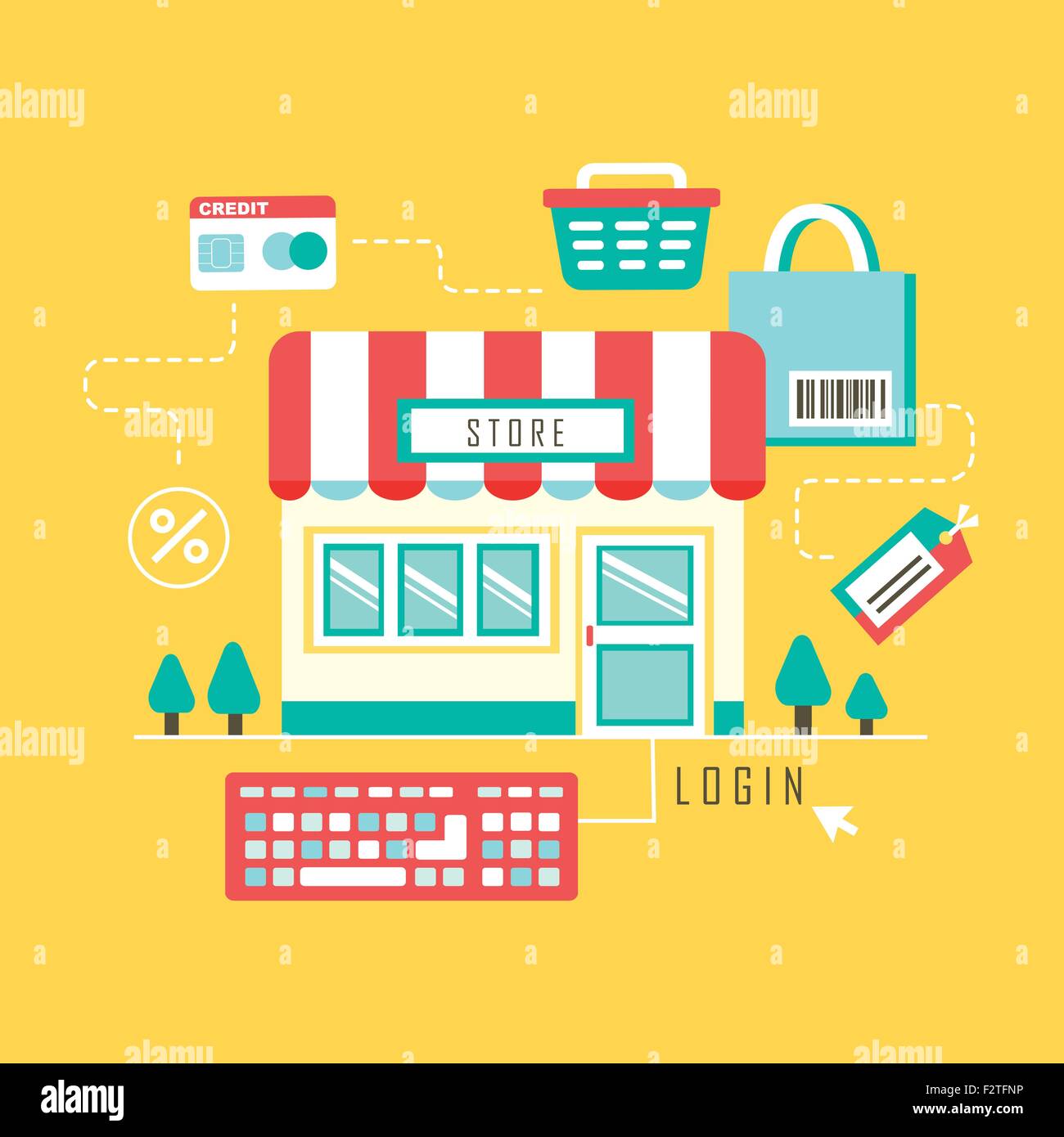 online shopping concept in flat design style Stock Vector Image & Art ...