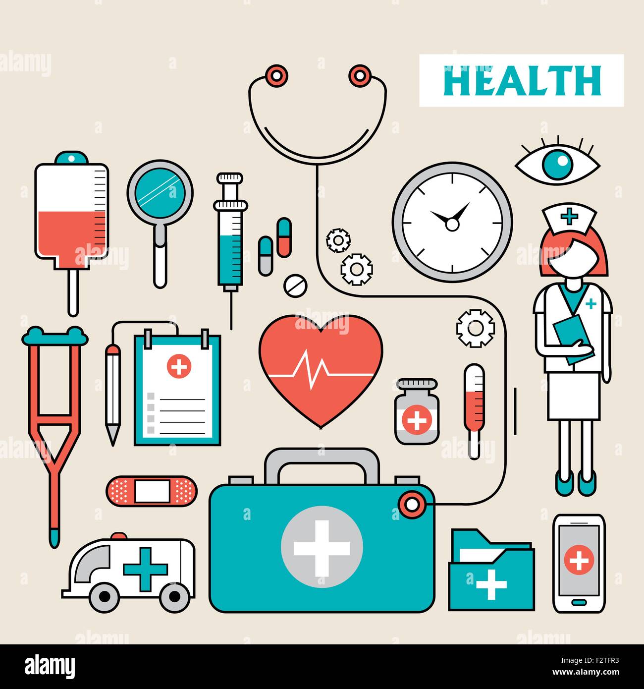 medication supplies set in flat design style Stock Vector Image & Art