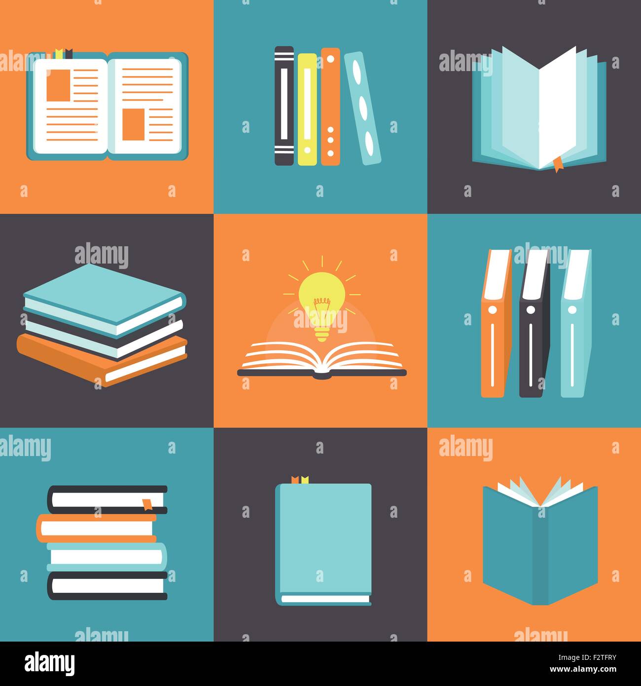 set of book icons in flat design style Stock Vector Image & Art - Alamy