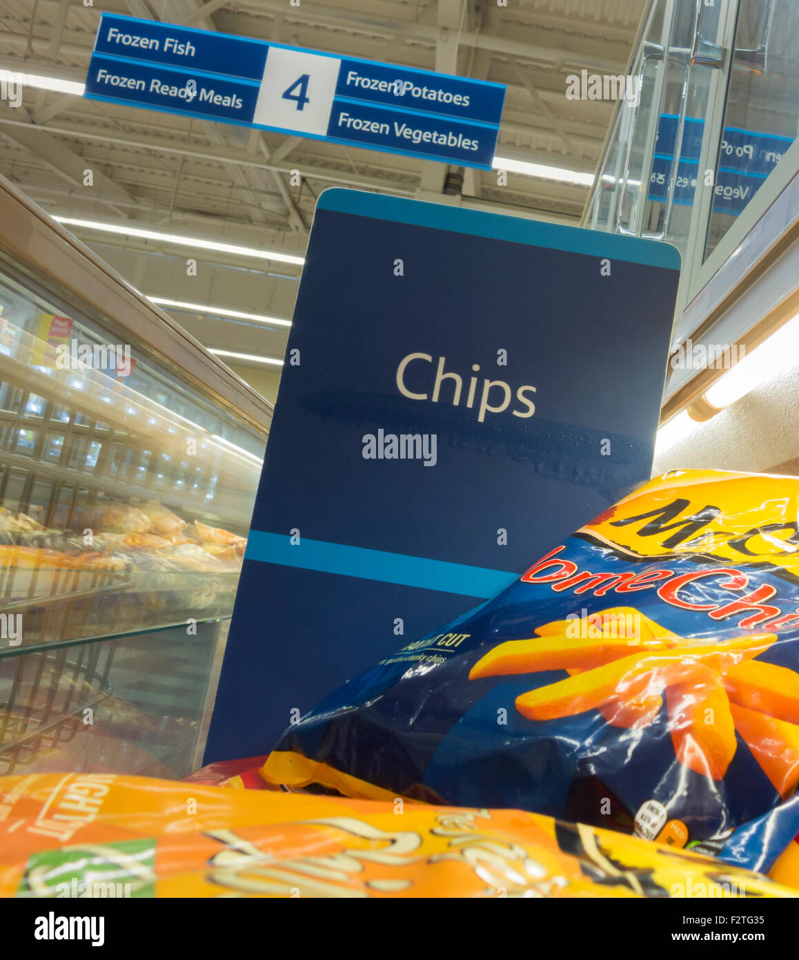 Mccain frozen chips in Tesco supermarket Stock Photo