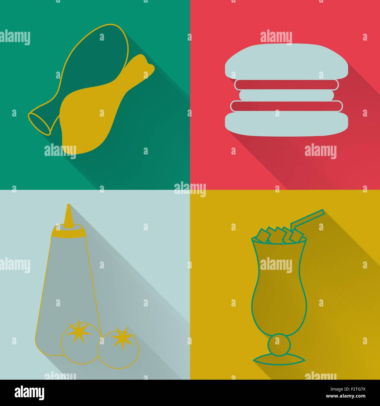 Set of four colored fast food icons Stock Vector Image & Art - Alamy