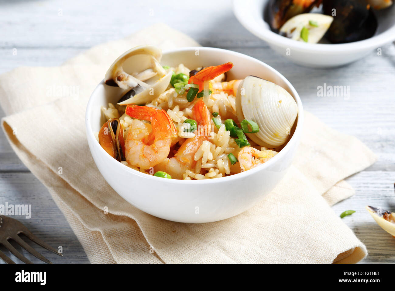 Risotto with mussels and shrimp, food Stock Photo Alamy