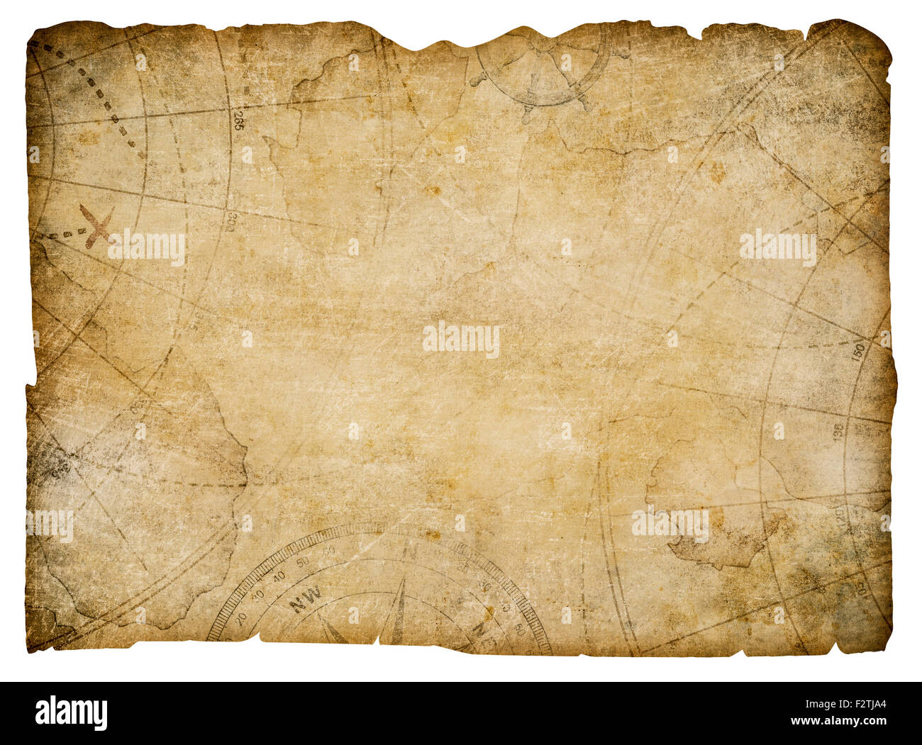 old nautical treasure map isolated on white Stock Photo - Alamy