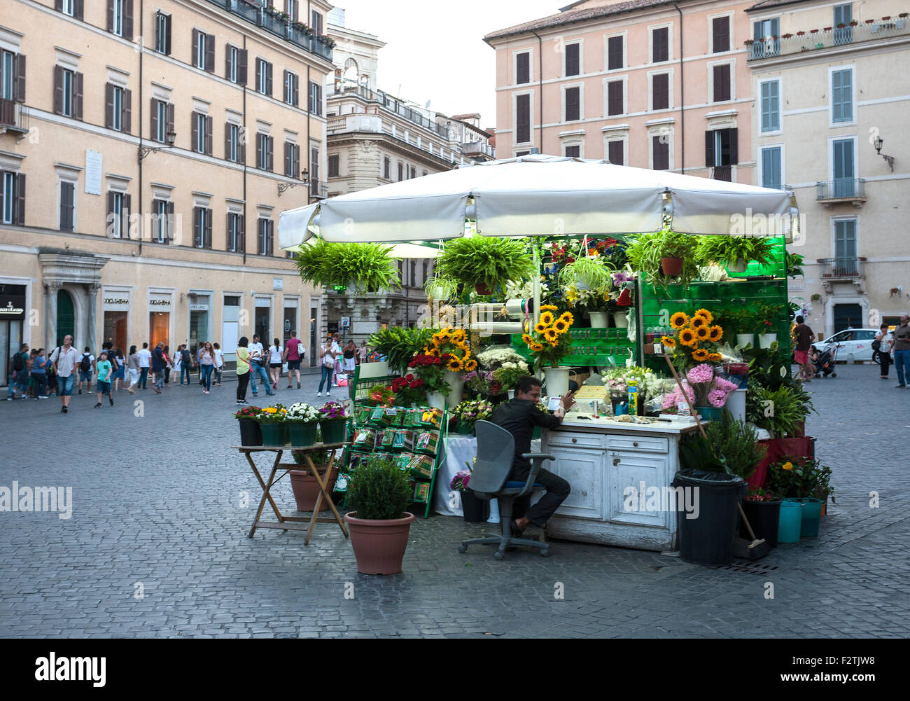 Market stall selling sunflowers Rome Italy piazza Stock Photo Alamy
